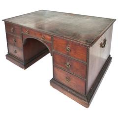19th Century Mahogany Partner's Desk with Brass Hardware 11