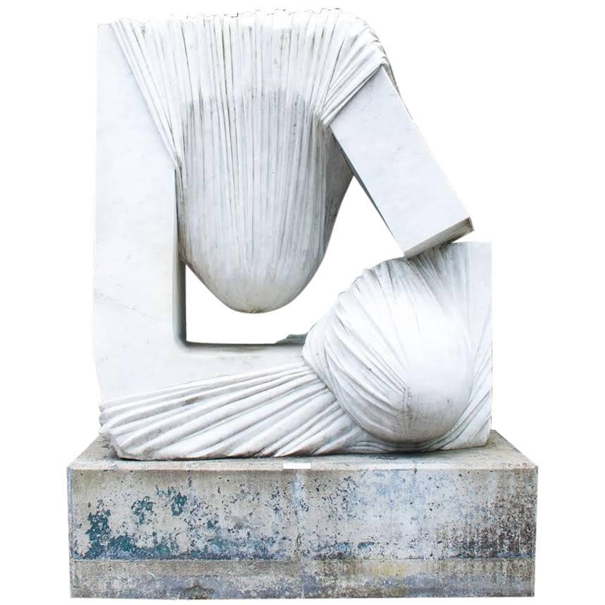 Huge  Carrara Marble Statue, Signed by Bernard Verhaeghe For Sale