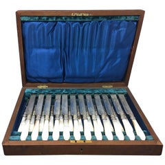 Antique British Set of Knives and Forks in original box, 1923