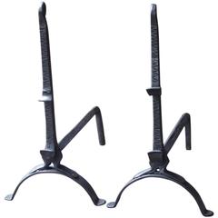 17th-18th Century French Gothic Style Firedogs or Andirons Antique 17th-18th Century French Gothic Style Firedogs or Andirons