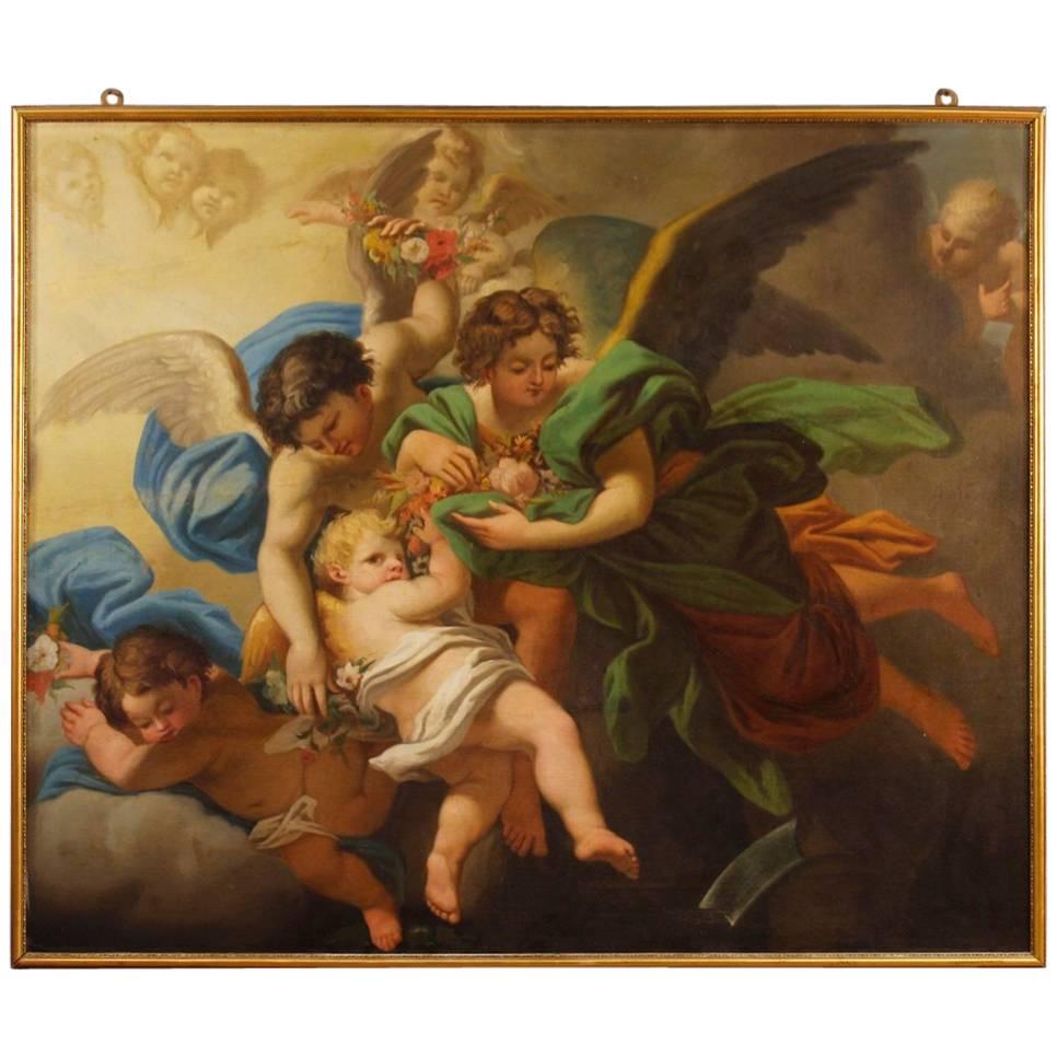 19th Century Italian Painting Depicting Little Angels