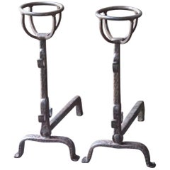 17th-18th Century French Gothic Cup Dogs or Andirons 17th-18th Century French Gothic Cup Dogs or Andirons