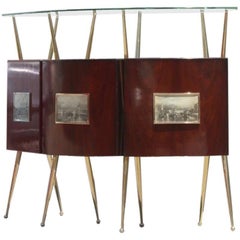 Bar Cabinet Mid-Century Italian Design Gio Ponti Attribué Rosewood Brass