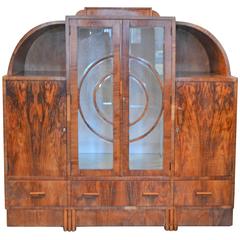 Original Art Deco Display Cabinet in Walnut