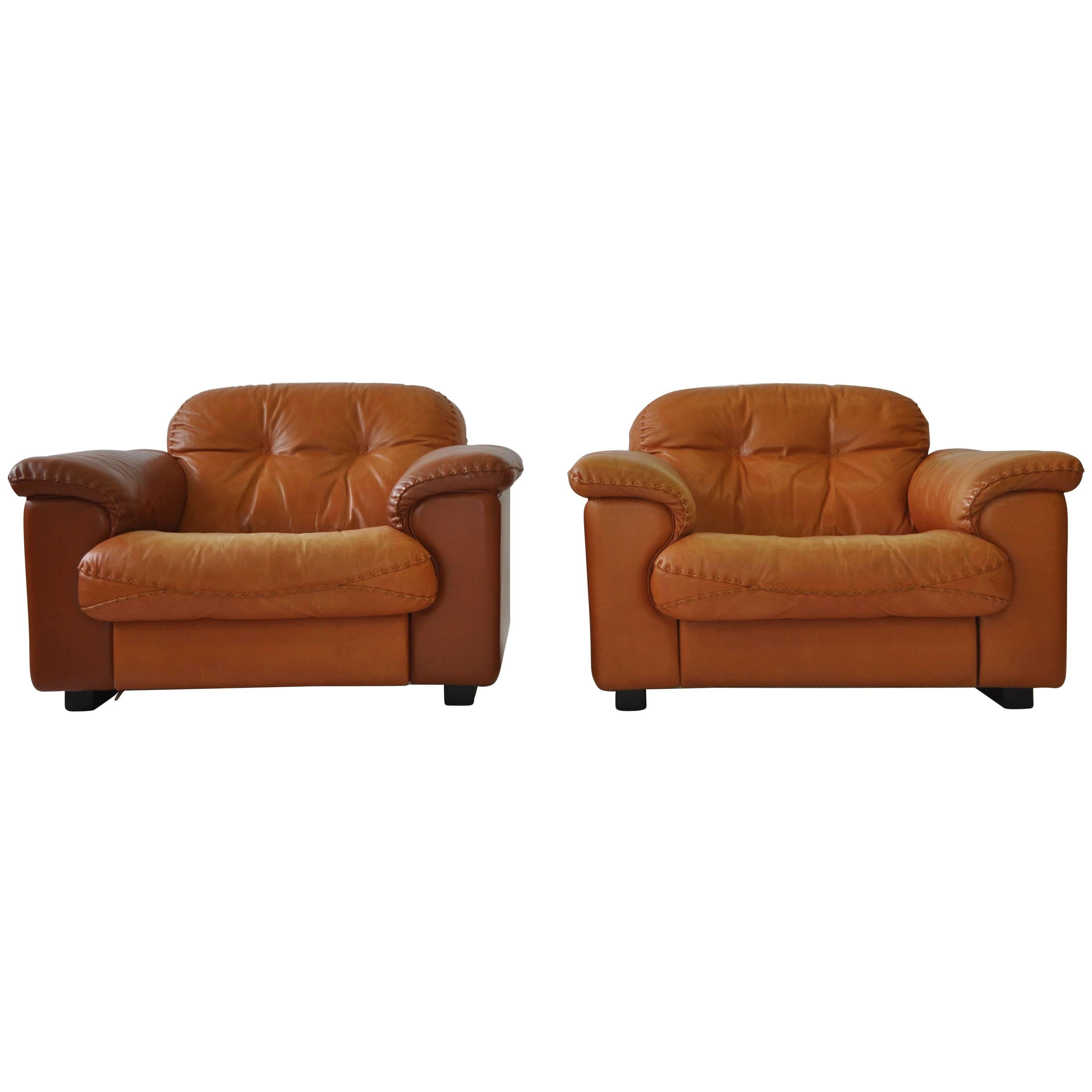 Pair of De Sede "DS-101" 1969 Leather Lounge Chairs For Sale