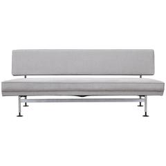 1968 light grey fabric, steel Daybed by Egon Eiermann 'a' NEW UPHOLSTERY