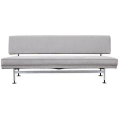 1968 light grey fabric, steel Daybed by Egon Eiermann 'b' NEW UPHOLSTERY