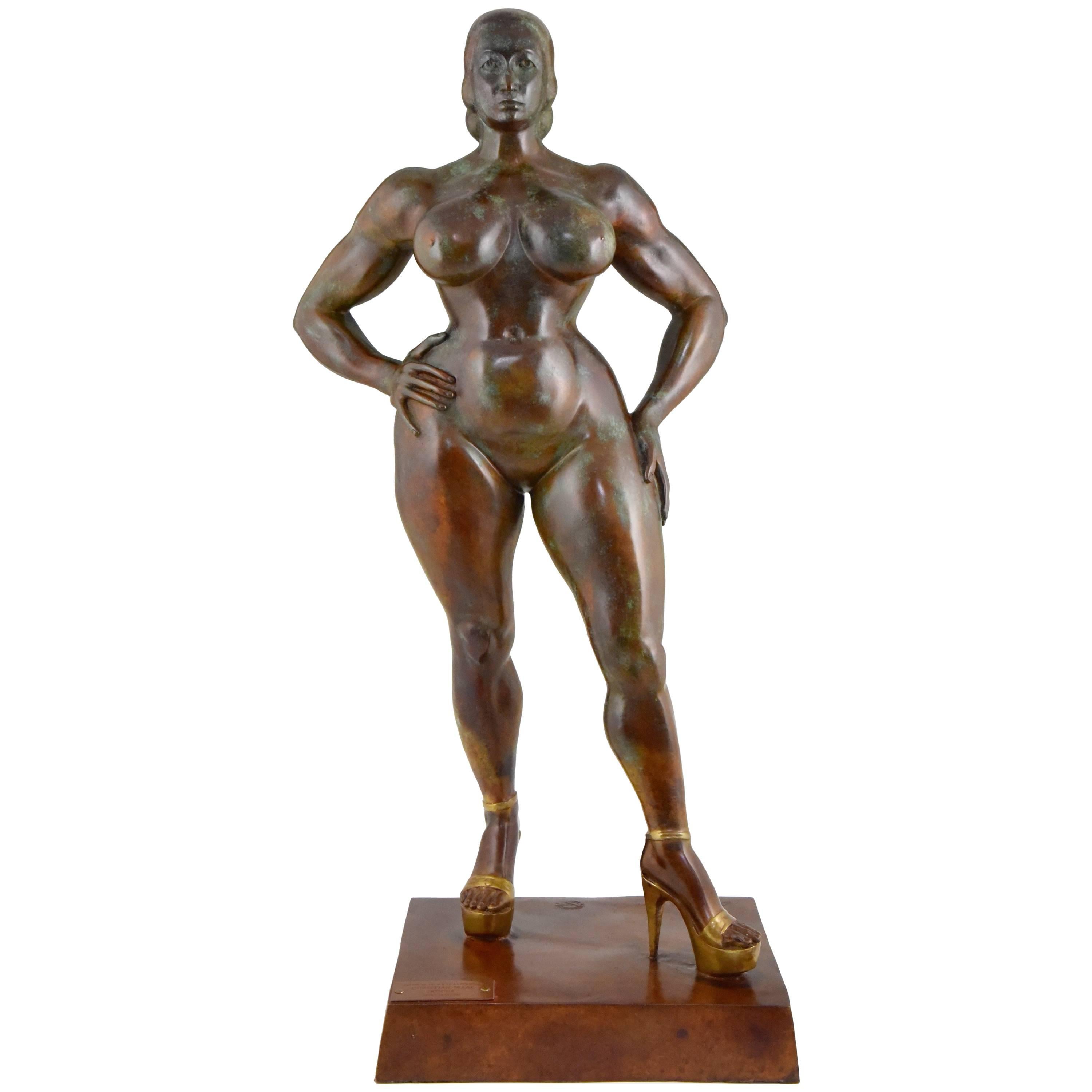 French Bronze Sculpture of a Nude by Christian Maas, Venus Hottentote