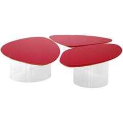 Contemporary 'Nenuphar' Red Coffee Table With Acrylic Base by Janette Laverriere