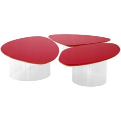 Contemporary 'Nenuphar' Red Coffee Table With Acrylic Base by Janette Laverriere