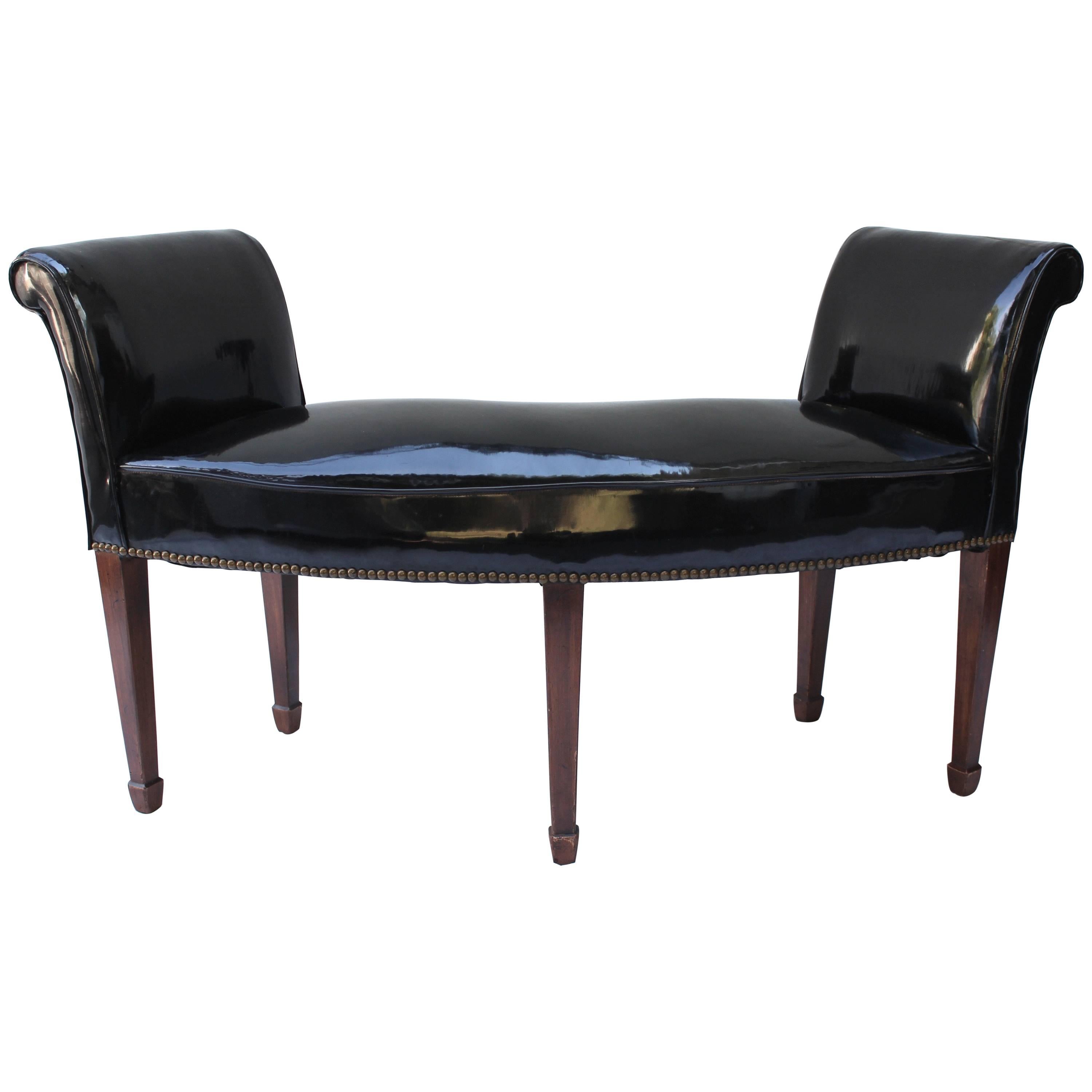 Patent Leather Curved Bench