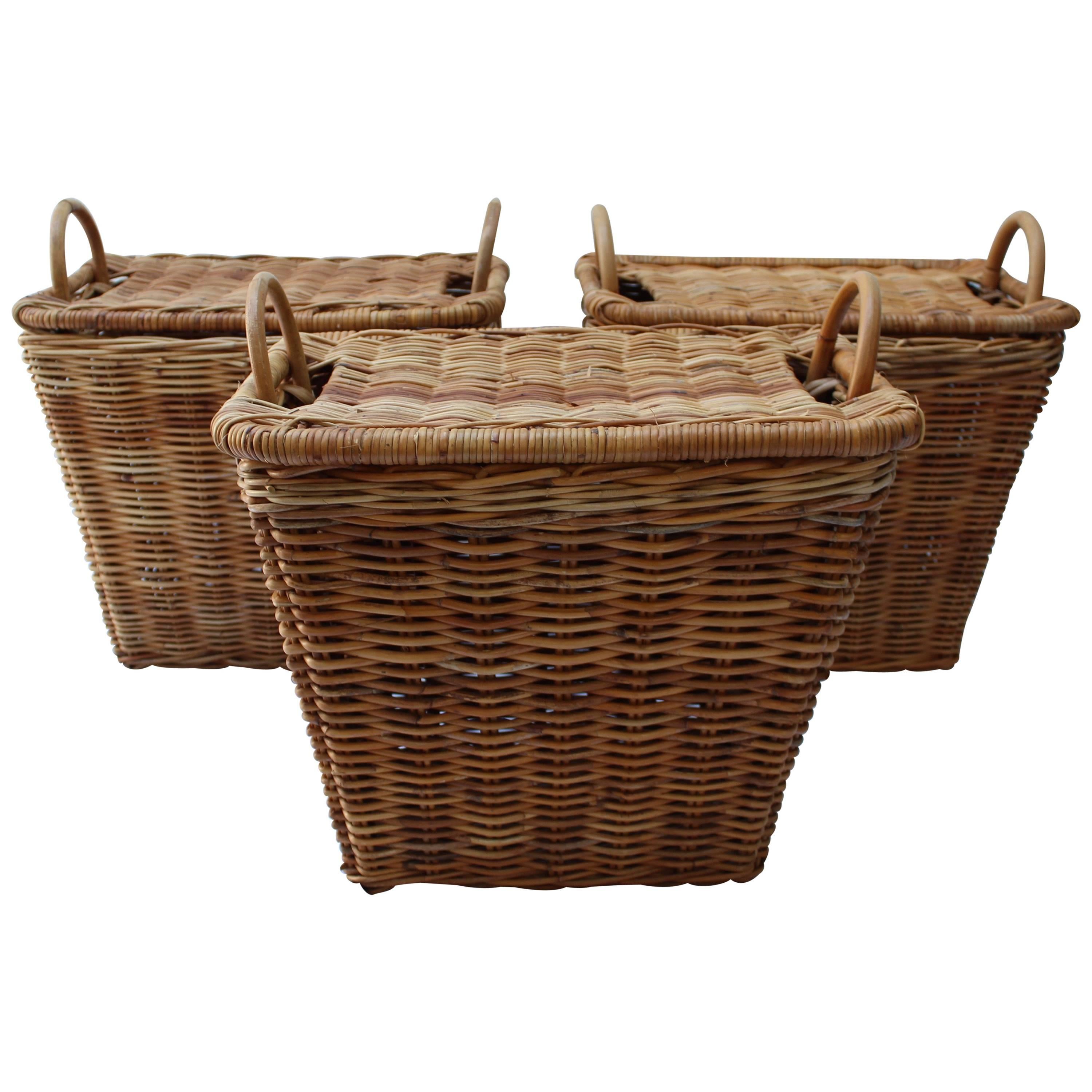 Set of Three Wicker Baskets