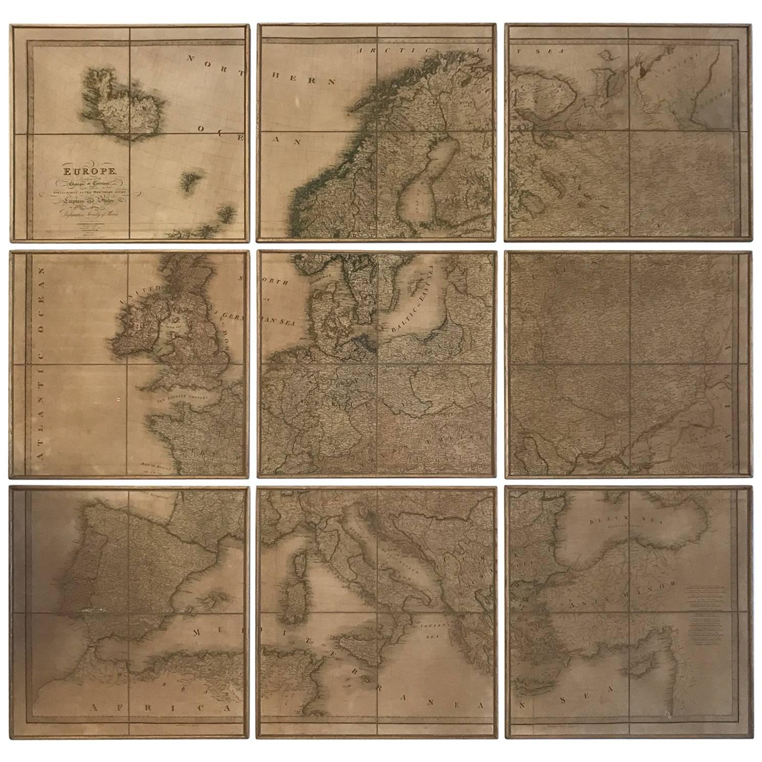 Nine-Piece Map of Europe For Sale