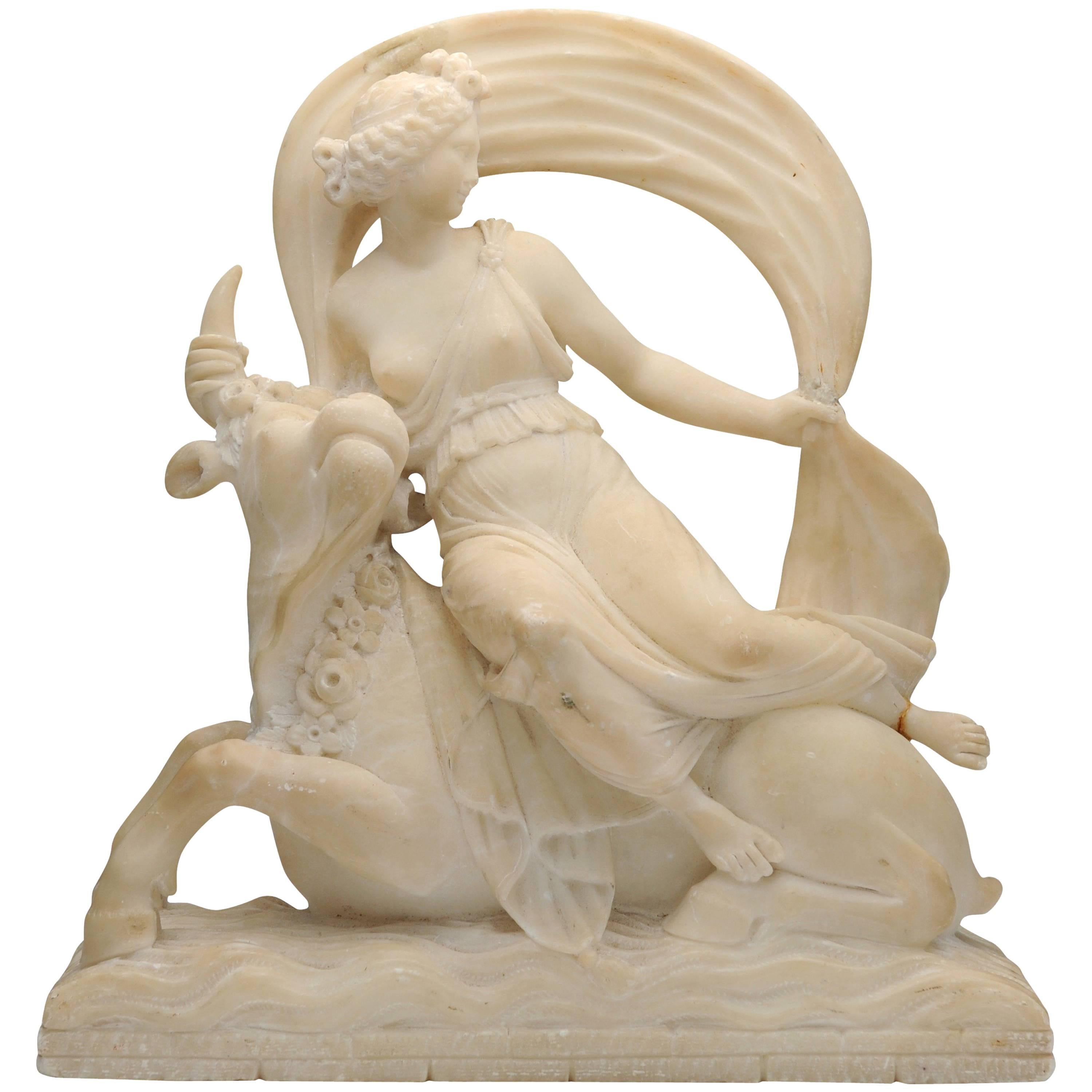 19th Century Alabaster Biedermeier Sculpture of Europa and the Bull