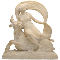 19th Century Alabaster Biedermeier Sculpture of Europa and the Bull