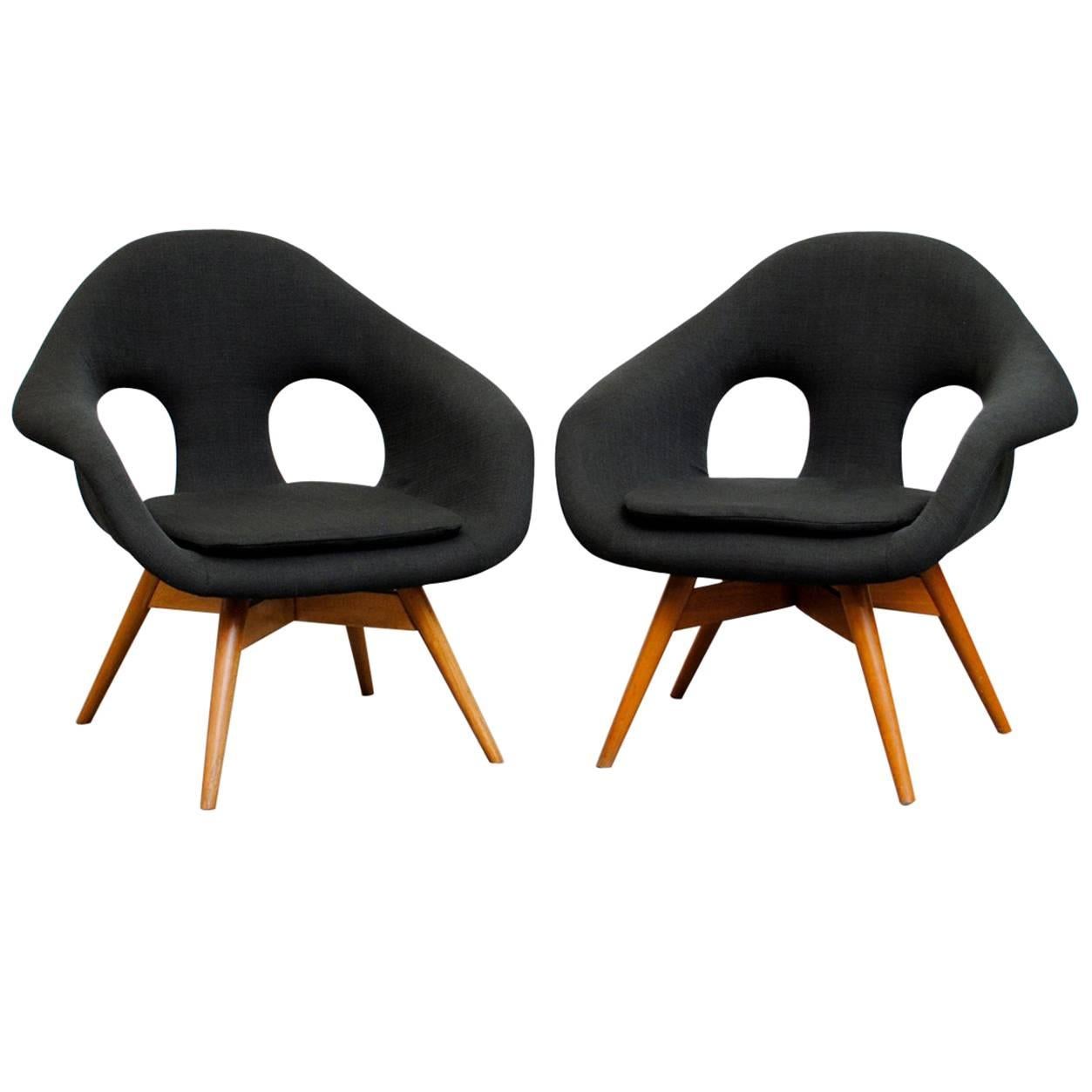 Pair of Bucket Lounge Chairs by Miroslav Navrátil for Vertex