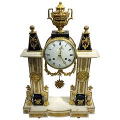 19th Century Bronze Mounted Marble Clock, Louis XVI Style