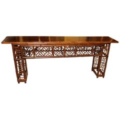 Chinese Qing Dynasty Bamboo and Elmwood Altar Table