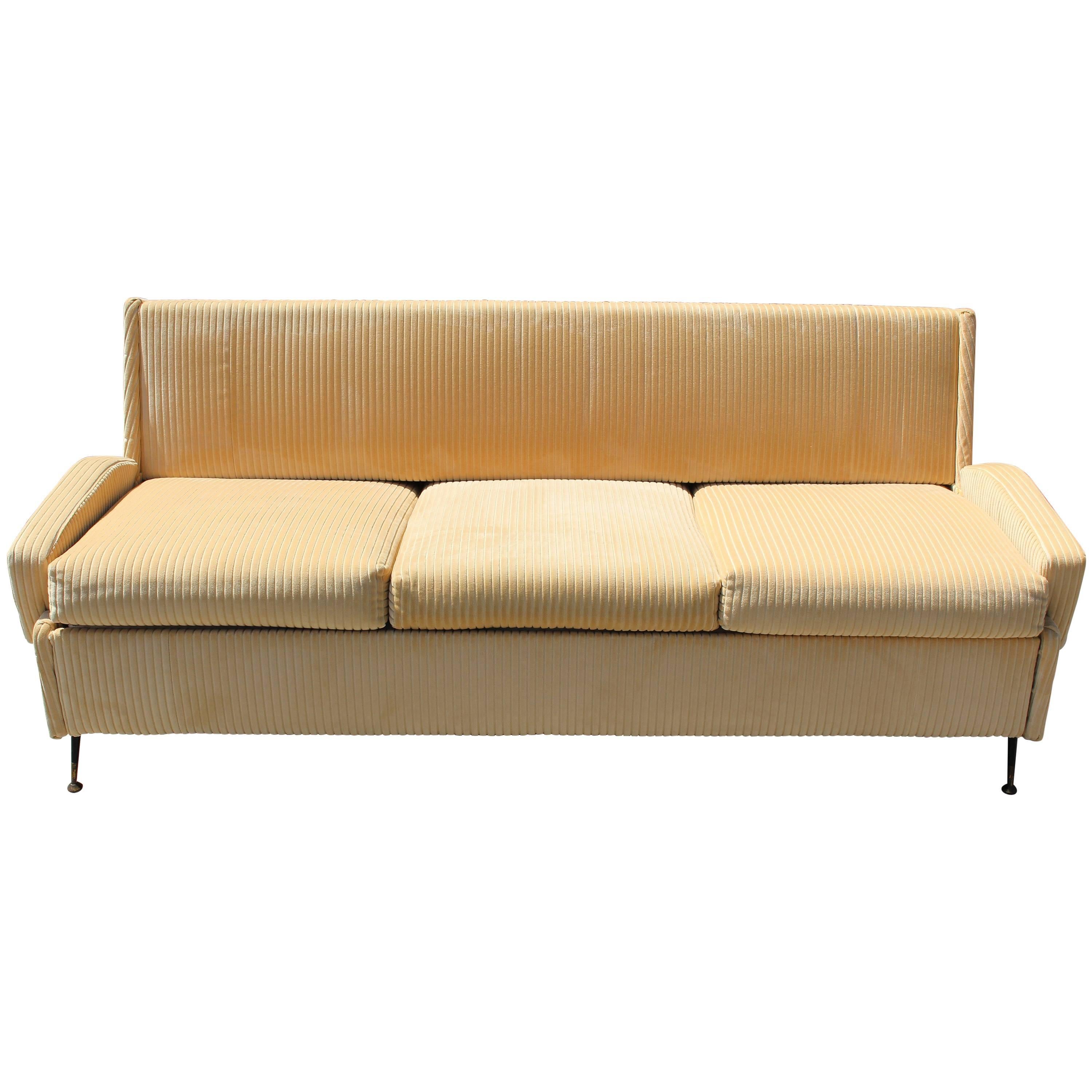Italian Sofa with Burlap Bed Mechanism For Sale