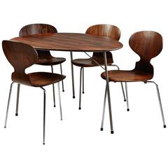 Dining Table and Four Chairs, Designed by Arne Jacobsen for Fritz Hansen 6