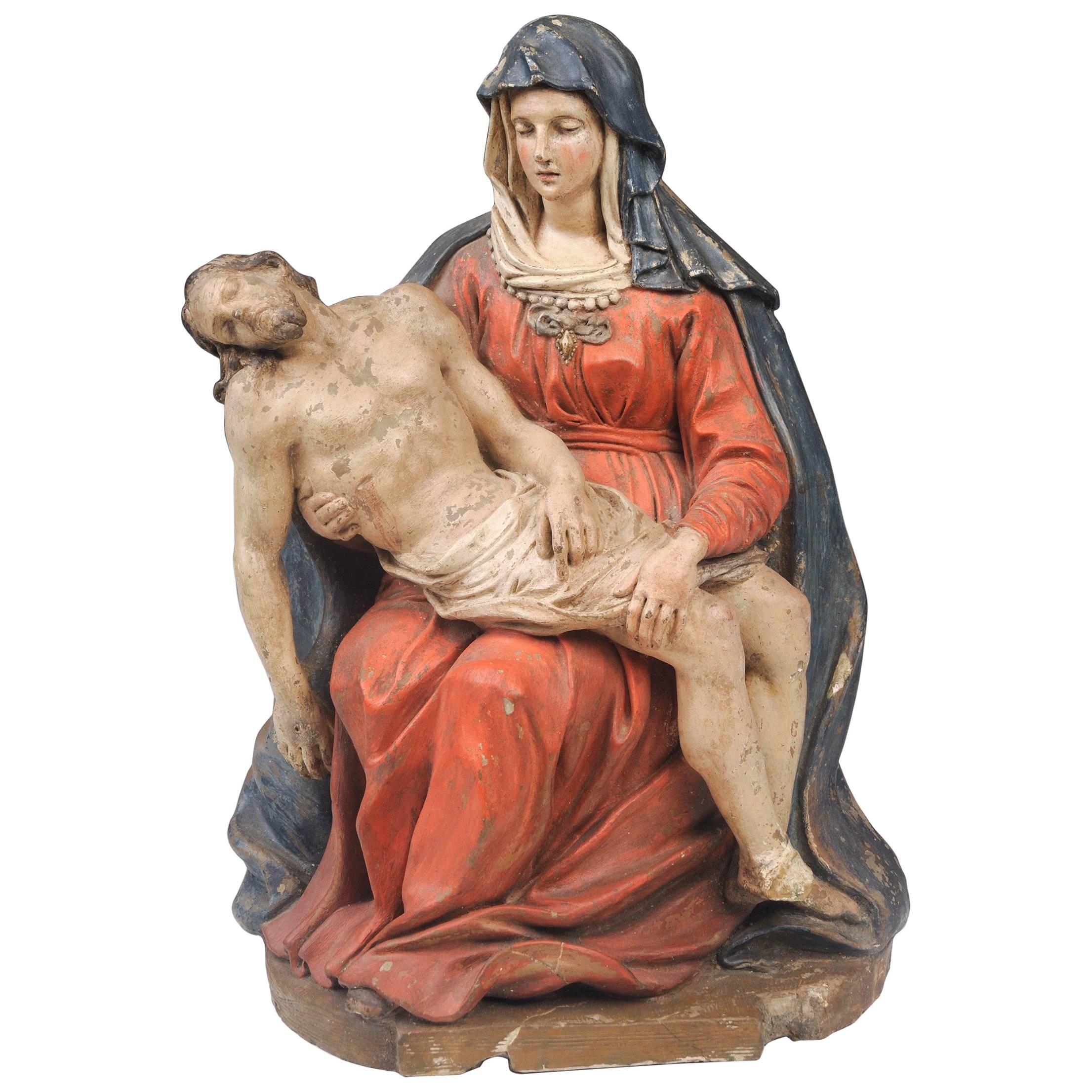 16th Century Pieta, of the Seated Virgin Holding the Body of the Dead Christ