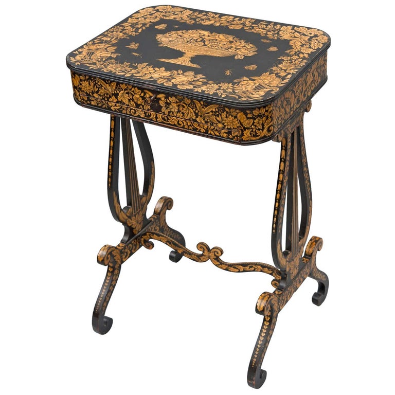 Good Regency Pen Work Sewing Table For Sale at 1stDibs