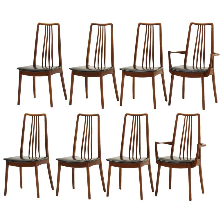 Set Of Eight Danish Modern Anders Jensen Holstebro Denmark Teak Dining Chairs