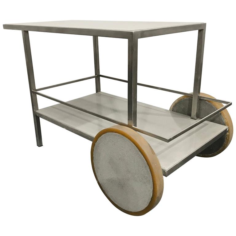 James De Wulf Concrete And Stainless Steel Bar Cart For At 1stdibs James De Wulf Concrete And Stainless Steel Bar Cart For
