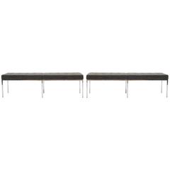Florence Knoll Chrome and Fabric Bench. ONE AVAILABLE
