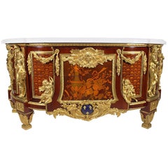 Fine French 19th Century Louis XVI Style Marquetry & Gilt-Bronze Mounted Commode