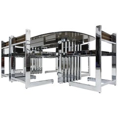 Retro Modern 20th Century Chrome and Glass Dining Table
