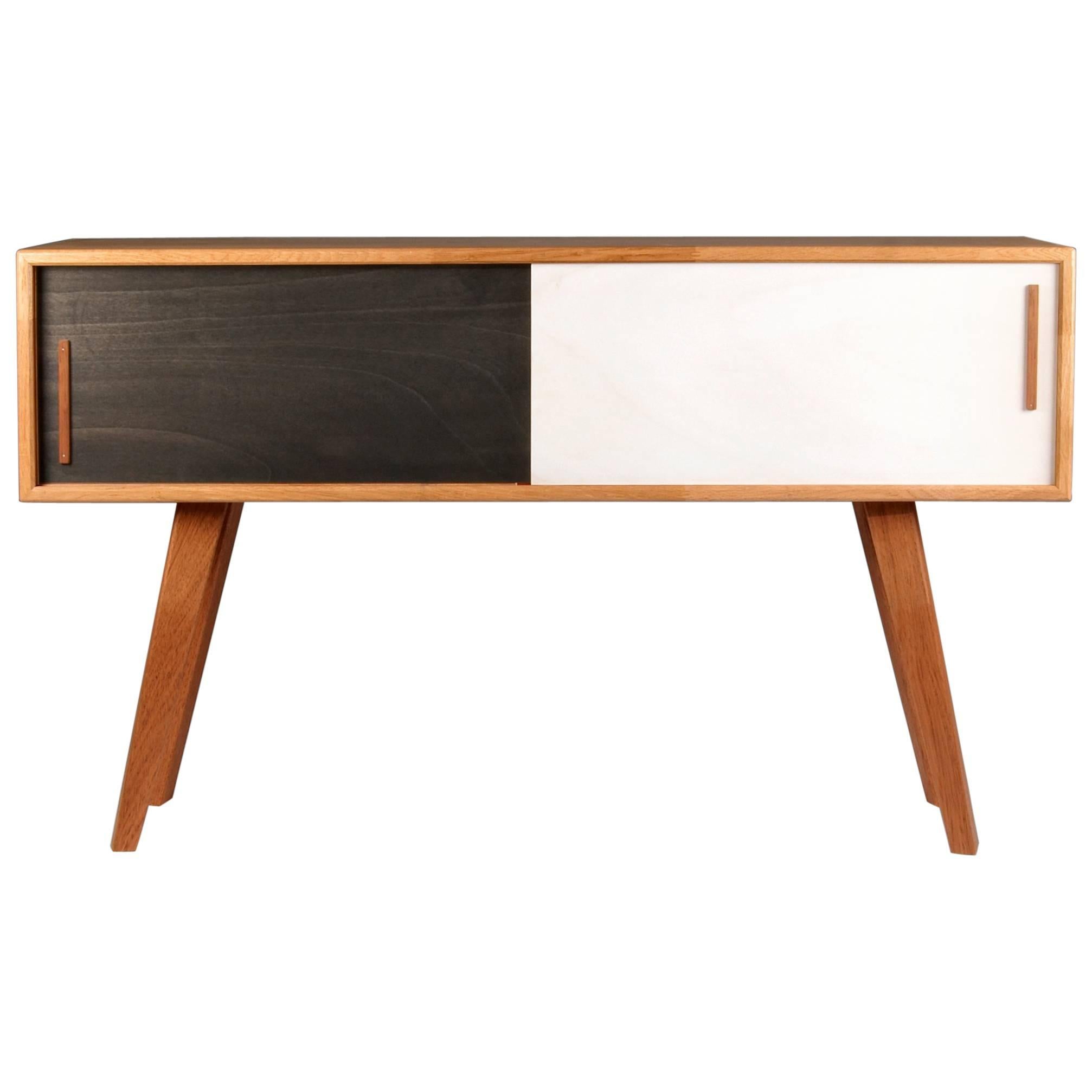 Contemporary Sideboard Cabinet BA Black and White in Solid Oak For Sale