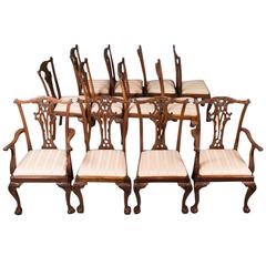Set of 12 Dining Chairs, 20th Century Chippendale Revival