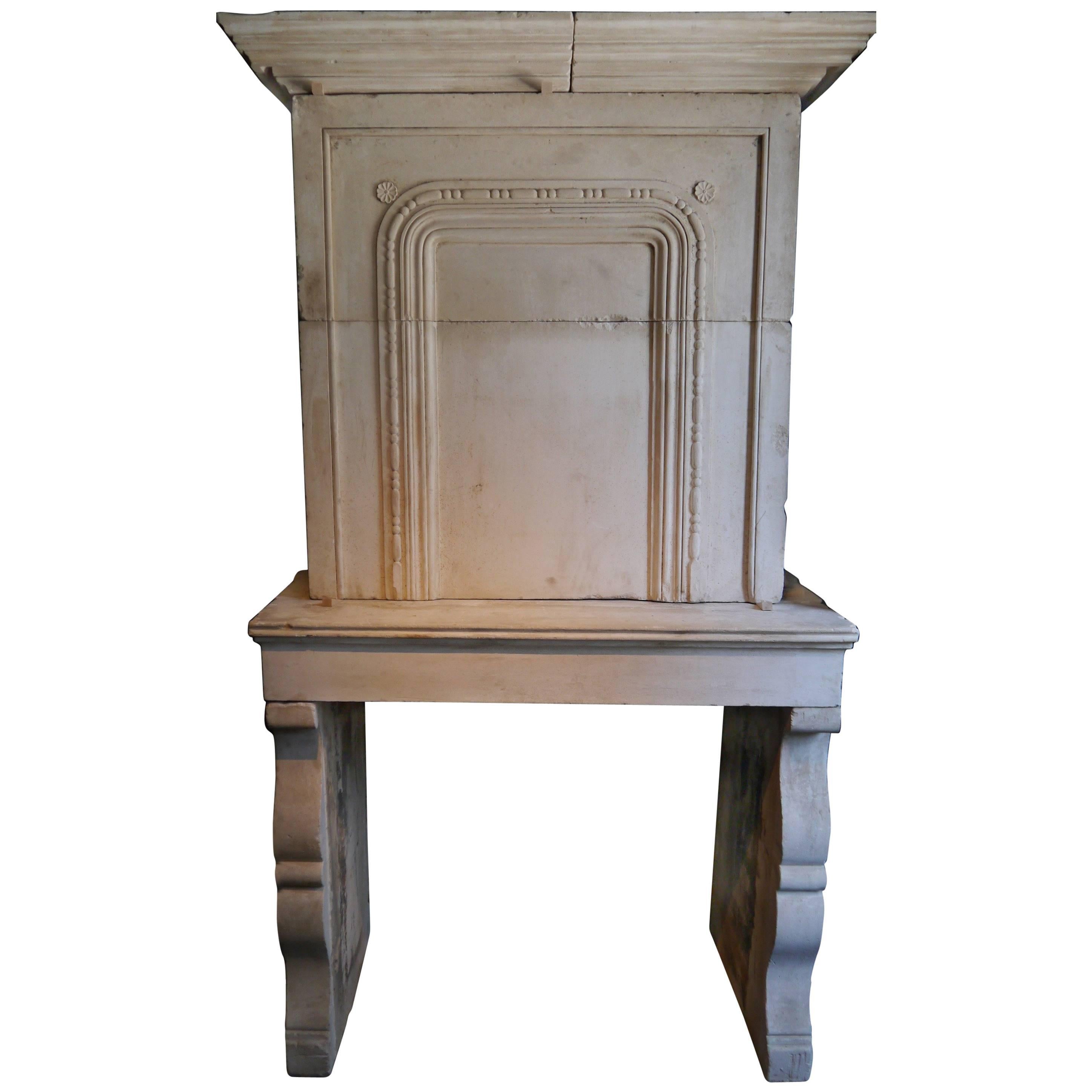 Antique 18th Century French Stone fireplace For Sale