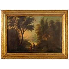 19th Century Spanish Landscape Painting Oil on Canvas 10