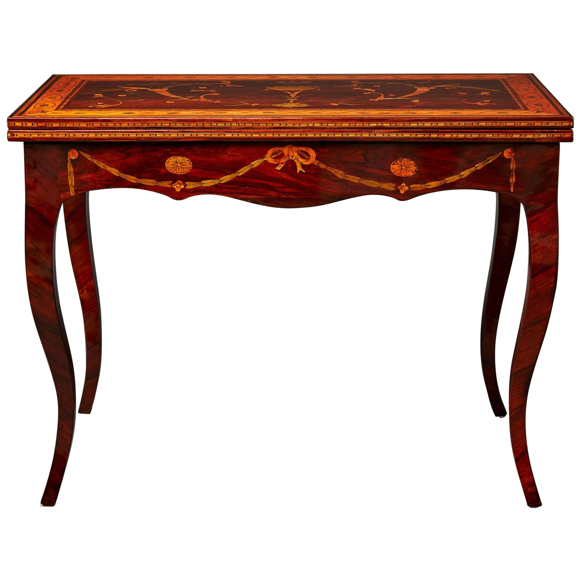 Very Fine Late 18th Century Neoclassical Russian Marquetry Games/Console  Table For Sale at 1stDibs