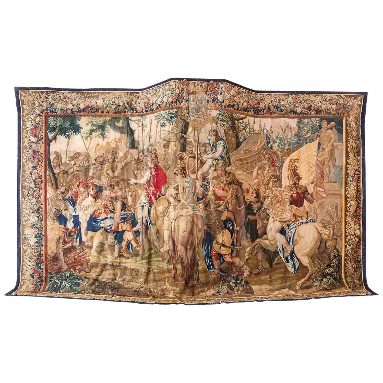 Jan Frans Van Den Hecke 17th Century Alexander's Brussels Tapestry For Sale
