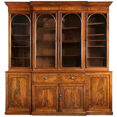 Late Regency Period Gillows of Lancaster Mahogany Breakfront Secretaire Bookcase