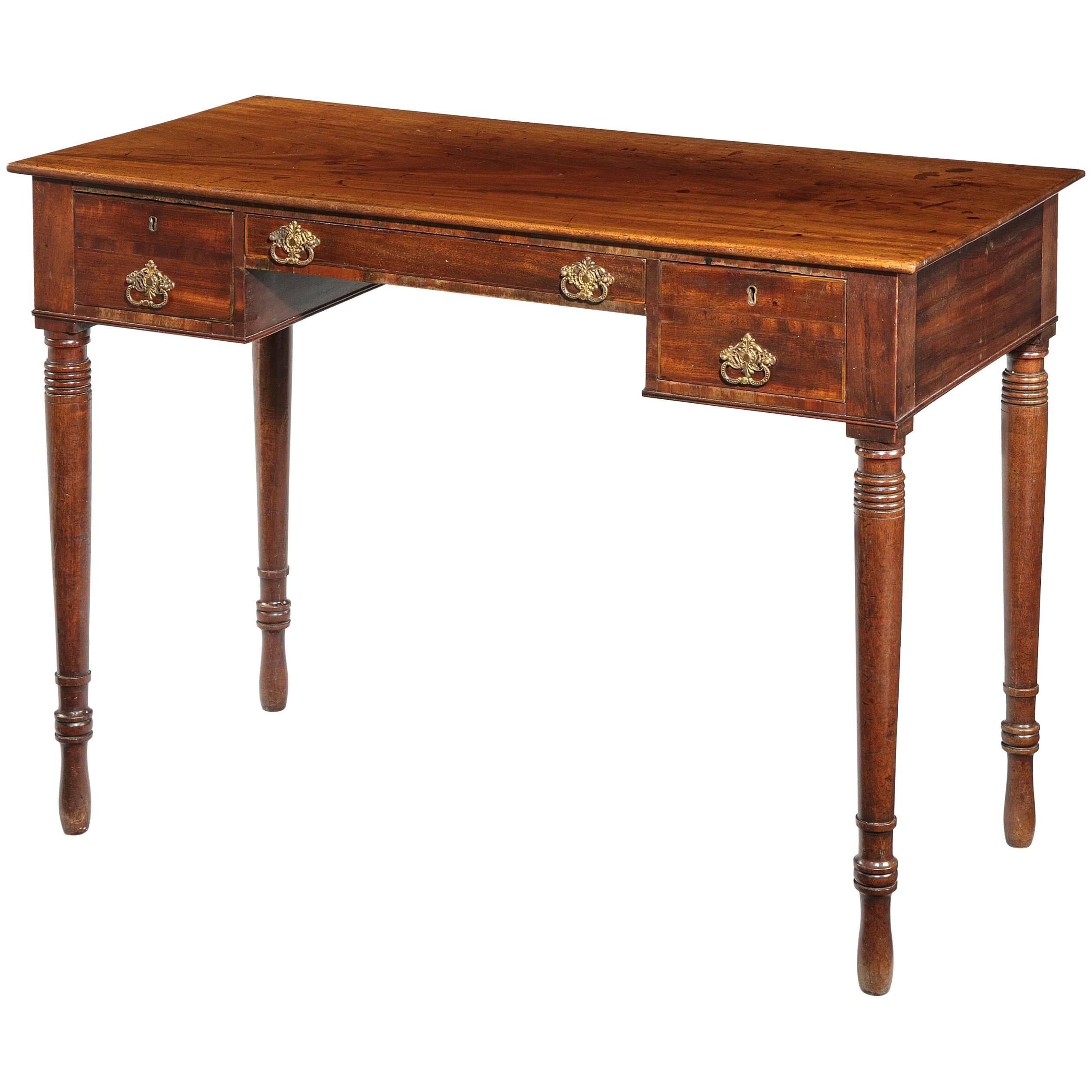 Regency Period Mahogany Writing Table, Incorporating Three Drawers