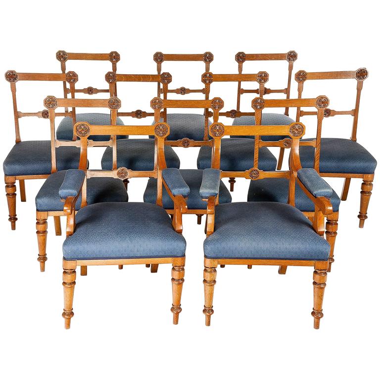 Set of 12 T. Wright dining chairs, ca. 1875, offered by the Pedestal