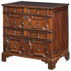 James II Period Chest of Drawers with Geometrically Panelled Front