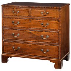 George III Period Mahogany Chest of Drawers with Satinwood Inlay