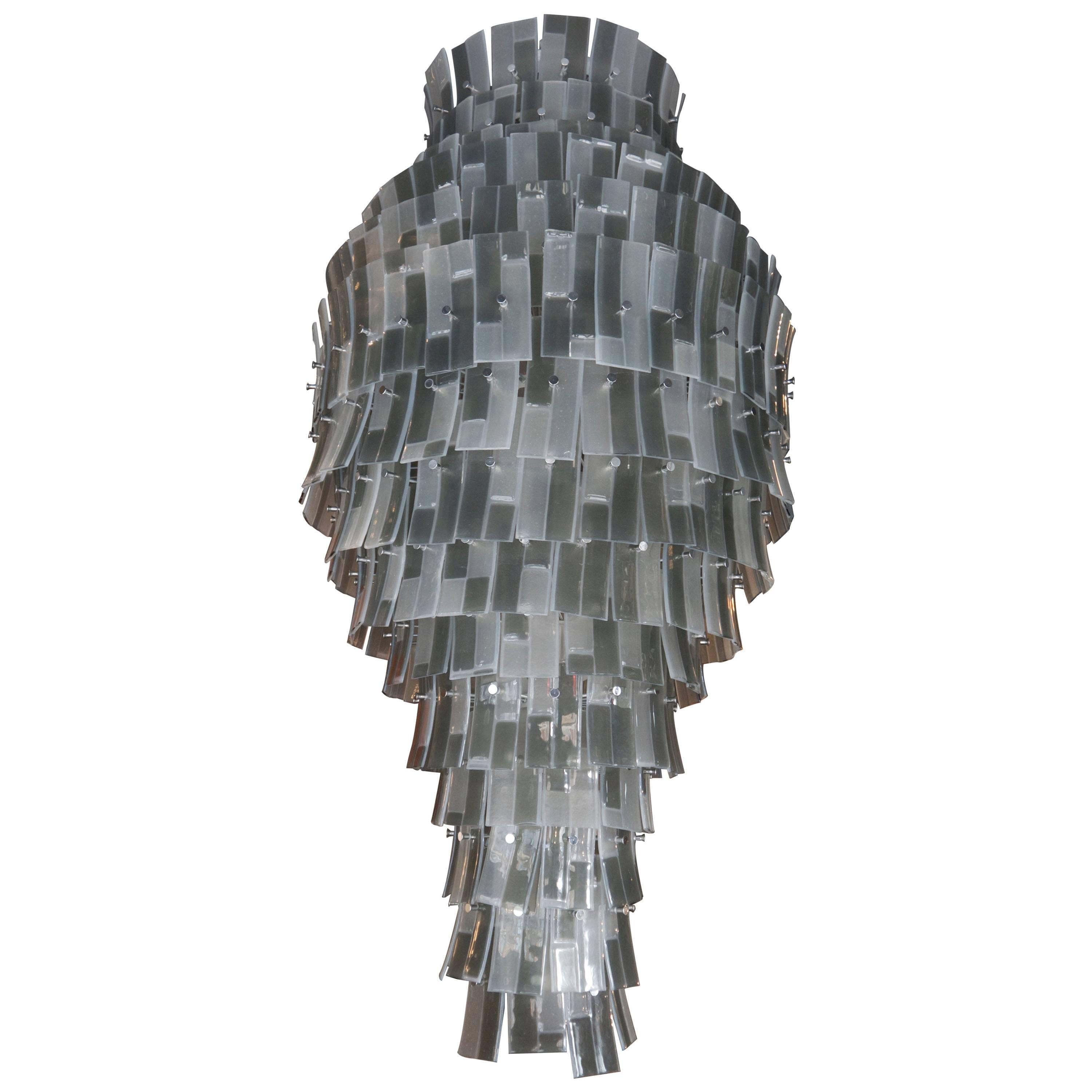 Spectacular Murano Chandelier with Listels in Grey Shades For Sale