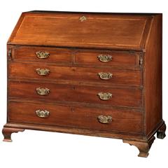 George III Period Mahogany Bureau the Fall Banded and Crossbanded 4
