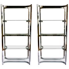 Mid-Century Modern Chrome Etagères, Pair 10