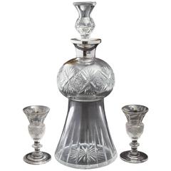 20th Century Edwardian Thistle-Shaped Silver-Topped Decanter