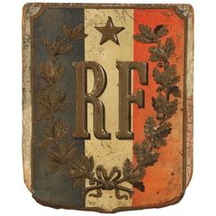 "République Française" Hand-Painted Government Wooden Sign or Plaque