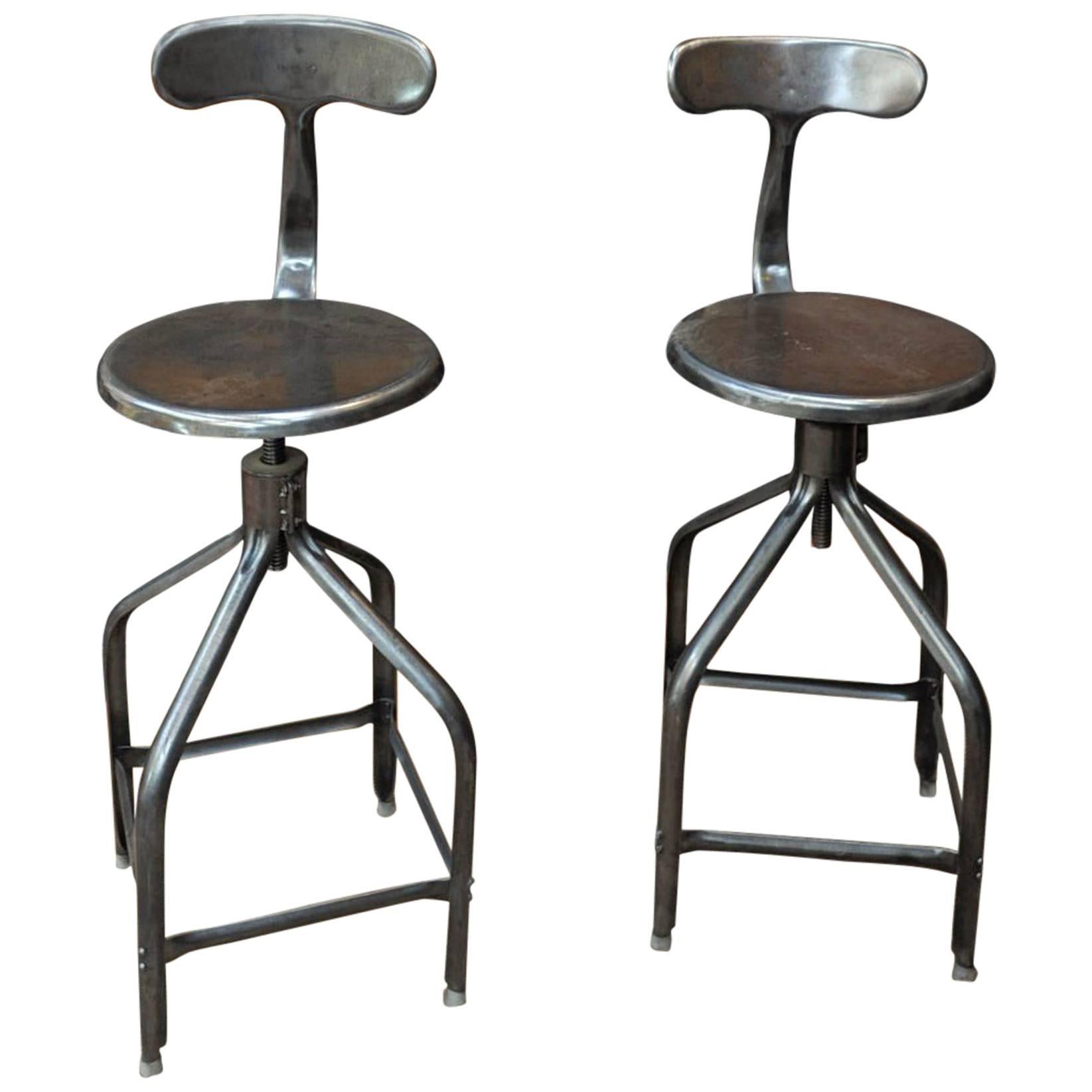 Adjustable High Stools Whale Tail Back by Nicolle, 1940s