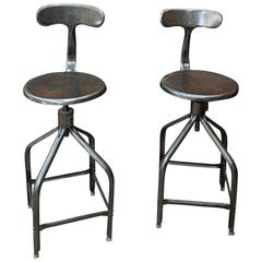 Adjustable High Stools Whale Tail Back by Nicolle, 1940s