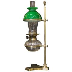 Antique Brass and Glass Students Lamp